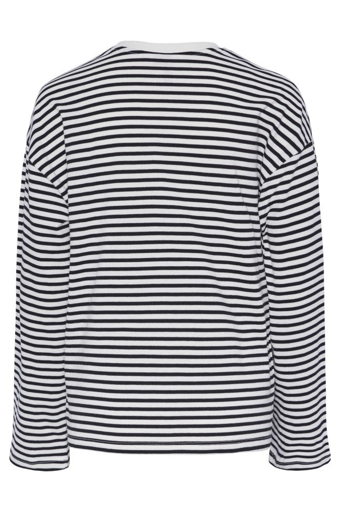 PCSADIE LS TOP NOOS 17146655 Cloud Dancer Stripes/ Black
